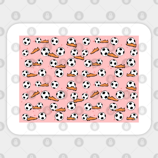 Football / Soccer - Balls & Boots Seamless Pattern on Pink Background Sticker by DesignWood-Sport